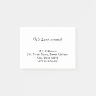 minimal gray we have moved add name address text post-it notes
