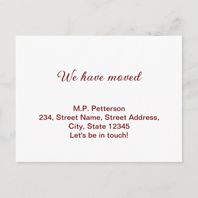 minimal gray we have moved add name address text  postcard (Front)