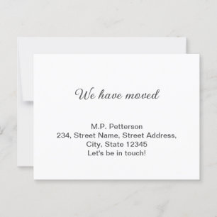 minimal gray we have moved add name address text postcard