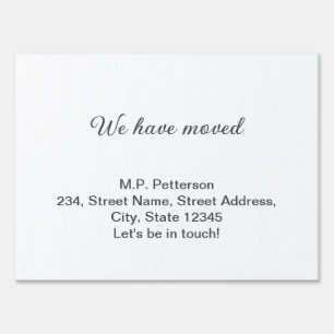 minimal gray we have moved add name address text sign