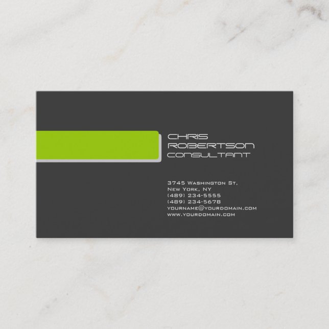 Minimal Gray White Green Attractive Business Card (Front)