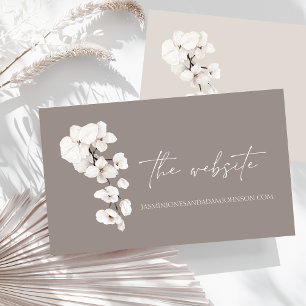 Minimal Gray White Orchid Wedding Website Enclosure Card