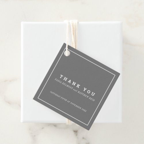 Minimal gray white outline  wedding thank you favor tags