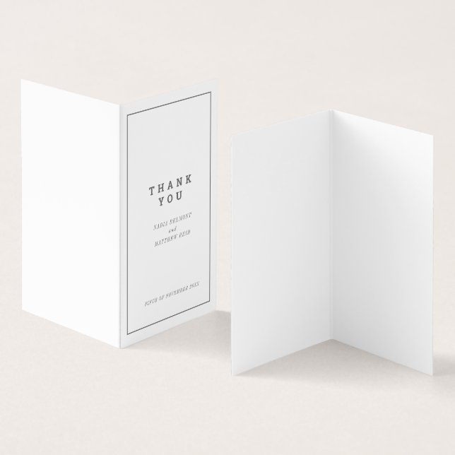 Minimal gray white square wedding thank you favor (Inside and Outside)