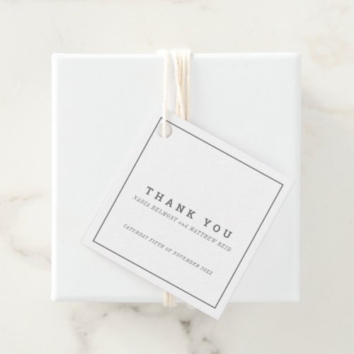 Minimal gray white square wedding thank you favor tags