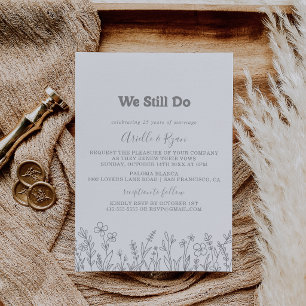 Minimal Gray Wildflower We Still Do Vow Renewal Invitation