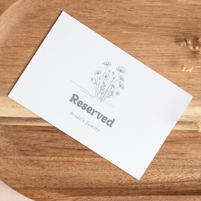 Minimal Gray Wildflower Wedding Reserved Sign (Creator Uploaded)