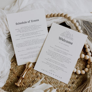 Minimal Gray Wildflower Wedding Welcome Letter