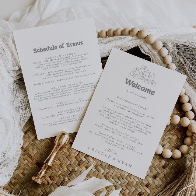 Minimal Gray Wildflower Wedding Welcome Letter (Creator Uploaded)