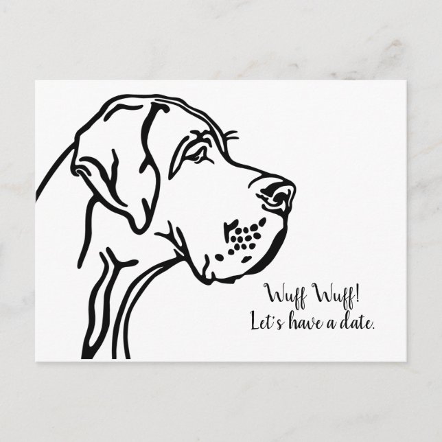 Minimal Great Dane portrait Postcard (Front)