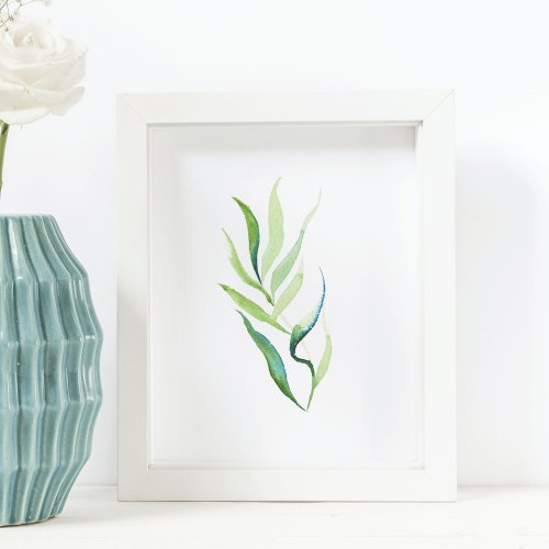 Minimal Green and White Botanical Print