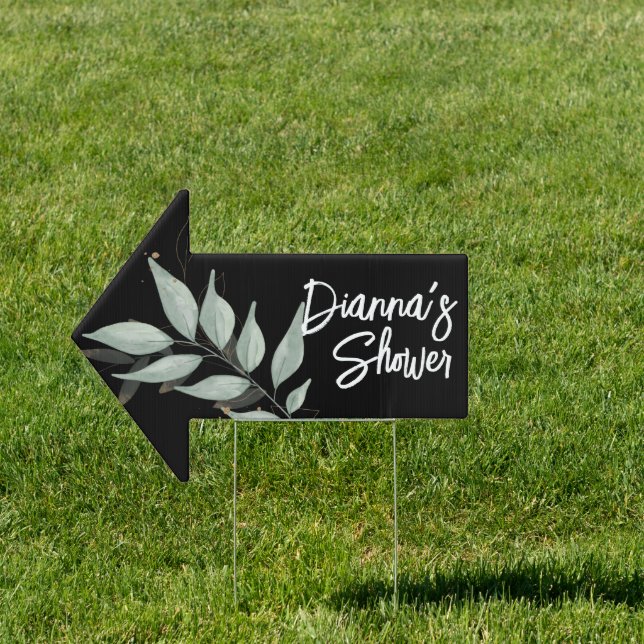 Minimal Green Botanical Leaves Directional SHOWER  Sign (Insitu)