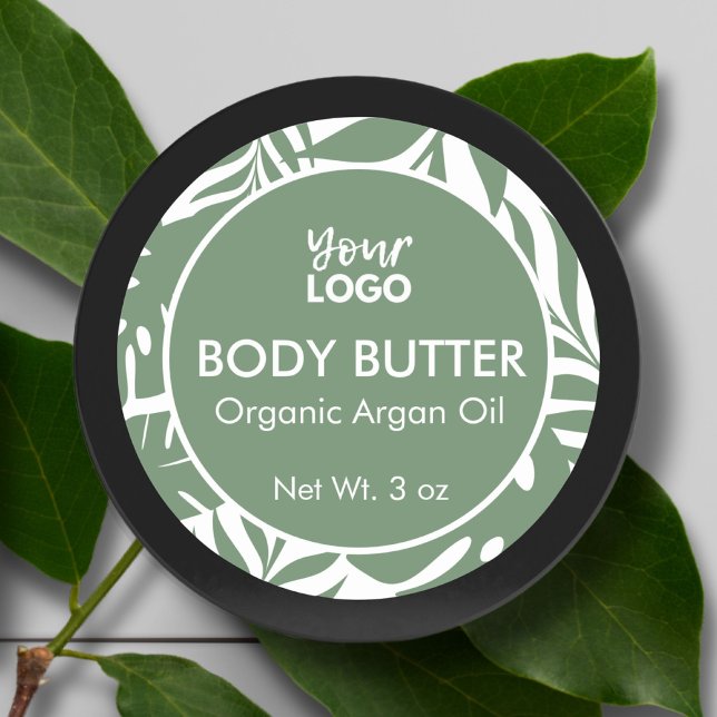 Minimal Green Botanical Tropical Leaf Body Butter Classic Round Sticker (Minimal Green Botanical Tropical Leaf Body Butter Classic Round Sticker)