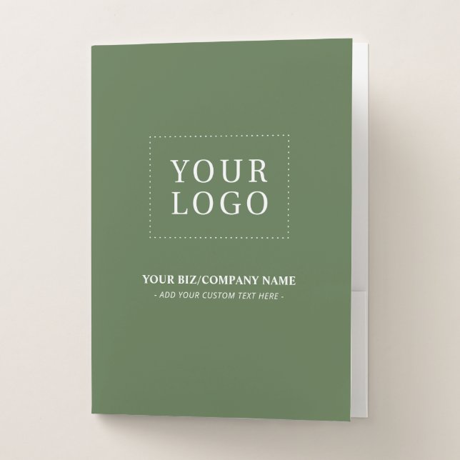 Minimal Green Custom Business Logo Promotional Pocket Folder (Front)
