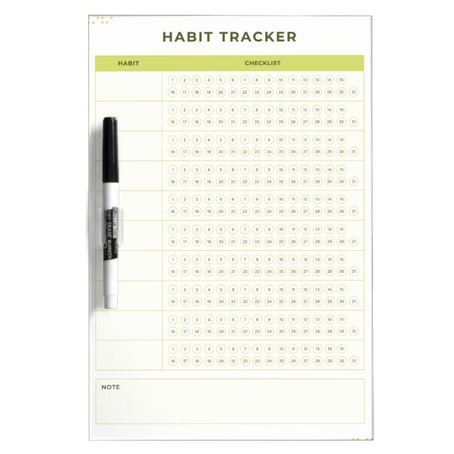 Minimal Green Daily Checklist Planner Design Dry Erase Board (Front)