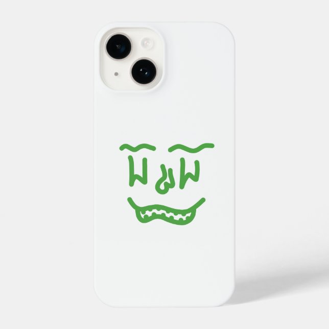 Minimal Green Doodle Face iPhone Case - Modern Art (Back)