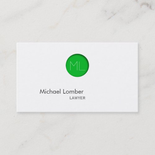 Minimal Green Embossed Dot Monogram Business Card