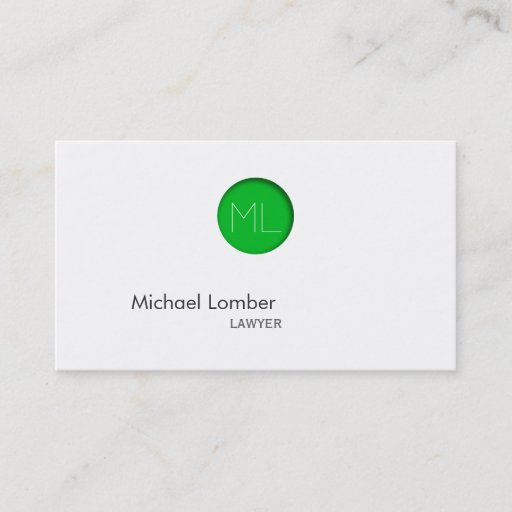 Customizable Minimal Green Embossed Dot Monogram Business Card