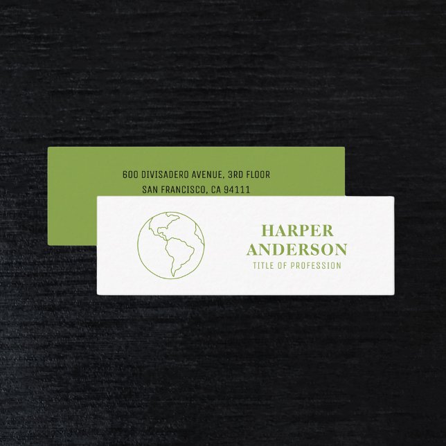 Minimal Green Earth Logo Mini | Eco  Professional  Mini Business Card (Creator Uploaded)