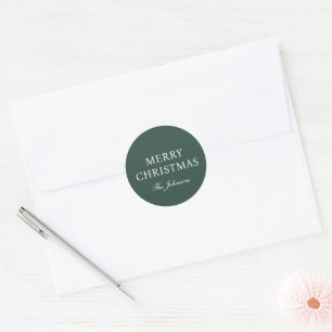 Minimal Green Elegant Christmas Classic Round Sticker