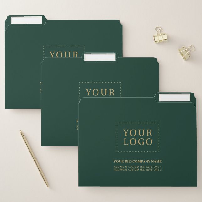 Minimal Green & Gold Business Logo Promotional File Folder (Set)