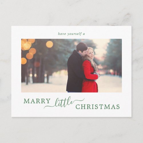 Minimal Green Marry Little Christmas Save the Date Holiday Postcard