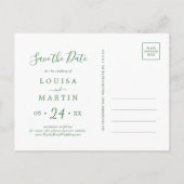 Minimal Green Merry Christmas Save the Date Photo Holiday Postcard (Back)