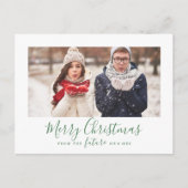 Minimal Green Merry Christmas Save the Date Photo Holiday Postcard (Front)