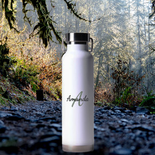 Minimal Green Monogrammed Name & Initial Water Bottle