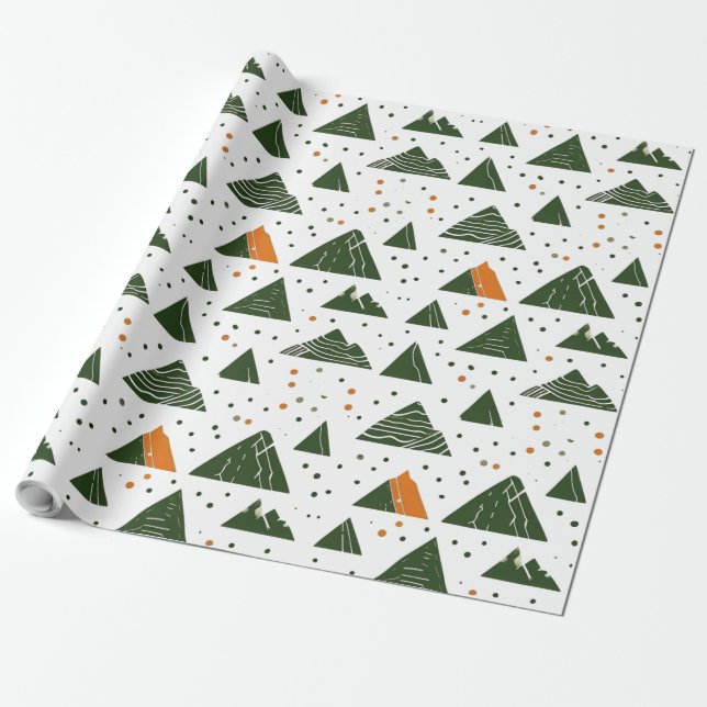 Minimal, green mountain  wrapping paper (Unrolled)
