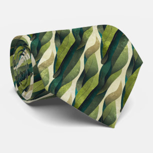 Minimal Green Olive Abstract Deco Pattern Neck Tie