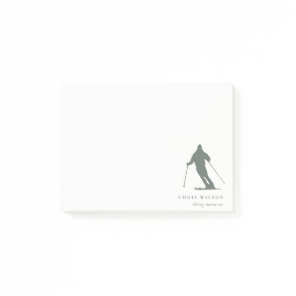 Minimal Green Skiing Silhouette Instructor Coach Post-it Notes