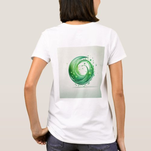 Minimal green water drops logo on white background T_Shirt