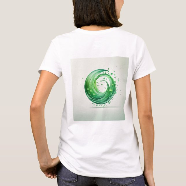 Minimal green water drops logo on white background T-Shirt (Back)