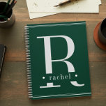 Minimal Green & White Monogram Planner<br><div class="desc">This simple yet elegant design adds style and grace to your desk with its dark, elegant minimal design in rich forest green and white. Elegant, modern and understated, it's the perfect way to keep your days organized. Personalized with a name and initial, it makes a great bridal shower, Christmas or...</div>