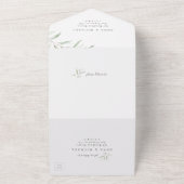 Minimal greenery calligraphy rustic wedding all in one invitation (Outside)