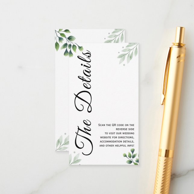 Minimal Greenery Enclosure Card Invitation (Front/Back In Situ)