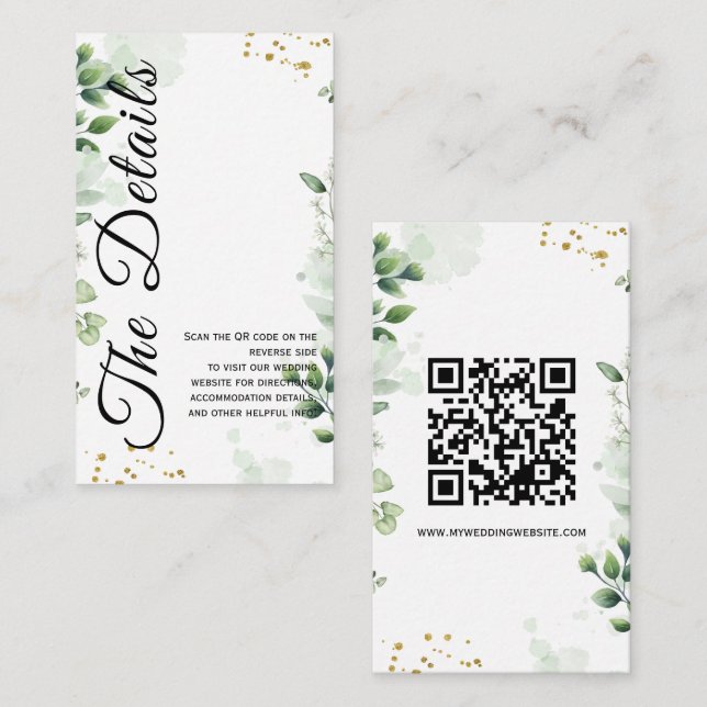Minimal Greenery Enclosure Card Invitation (Front/Back)