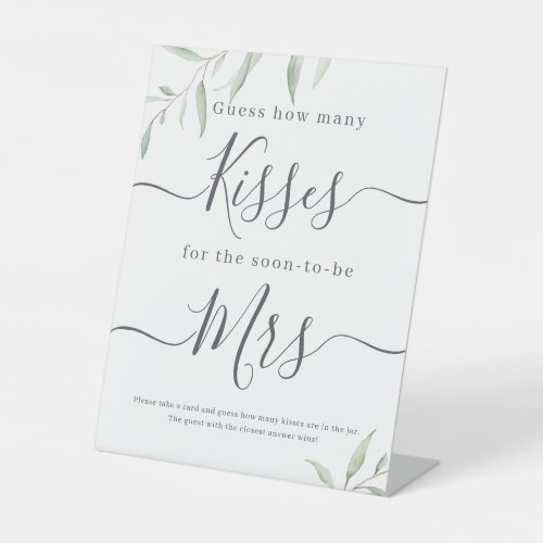 Minimal greenery guess how many kisses game sign