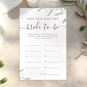 Minimal greenery how old was the bride game