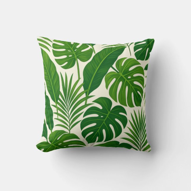 Minimal Greenery Leaves Botanical Throw Pillow (Front)