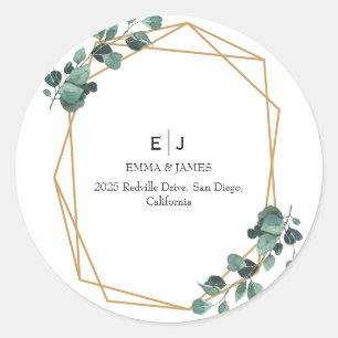 Minimal Greenery Monogram Round Sticker