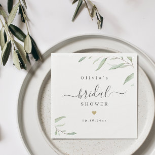 Minimal greenery rustic bridal shower party napkin