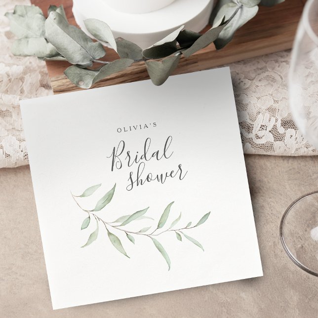 Minimal greenery rustic bridal shower party napkins (Minimal greenery rustic bridal shower party napkins)