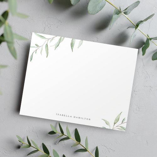 Minimal greenery rustic Personalized Stationery Note Card