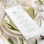 Minimal greenery rustic wedding menu<br><div class="desc">Modern chic watercolor botanical foliage greenery design,  simple and elegant,  great for modern wedding,  rustic wedding,  and botanical garden wedding in spring and summer. 
See all the matching pieces in collection.</div>