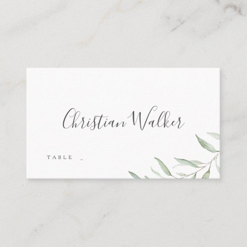 Minimal greenery rustic wedding place card