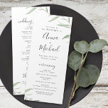 Minimal greenery rustic wedding program<br><div class="desc">Modern chic watercolor botanical foliage greenery design,  simple and elegant with calligraphy names,  great round wedding program cards for modern wedding,  rustic wedding,  and botanical garden wedding in spring and summer. 
See all the matching pieces in collection</div>