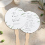 Minimal greenery rustic wedding program hand fan