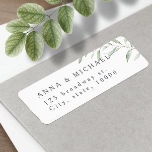 Minimal greenery rustic wedding return address label